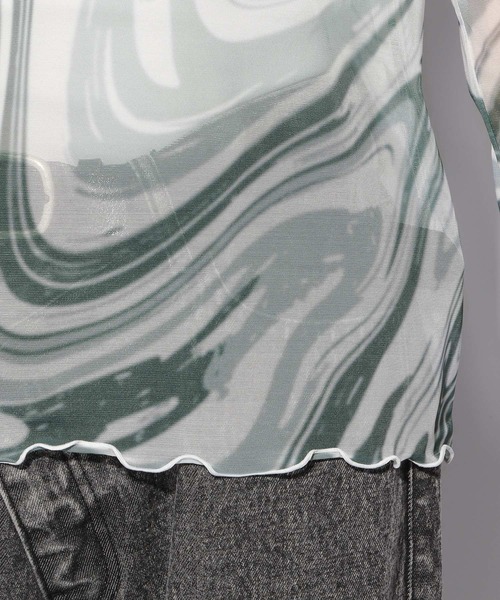 PBLIM（ページボーイリム）の「PAGEBOYLIM/シアーハイネック（シャツ/ブラウス・レディース・ブラック/グリーン系その他/オレンジ/ブルー・FREE）」の9枚目の写真