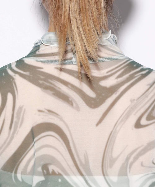 PBLIM（ページボーイリム）の「PAGEBOYLIM/シアーハイネック（シャツ/ブラウス・レディース・ブラック/グリーン系その他/オレンジ/ブルー・FREE）」の6枚目の写真