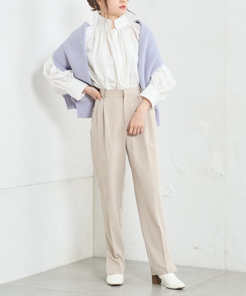 PUAL CE CIN（ピュアルセシン）の「【Du noir】綺麗見えスラックスパンツ（スラックス・レディース・ブラック/ベージュ/ブルーグレー・FREE）」の7枚目の写真