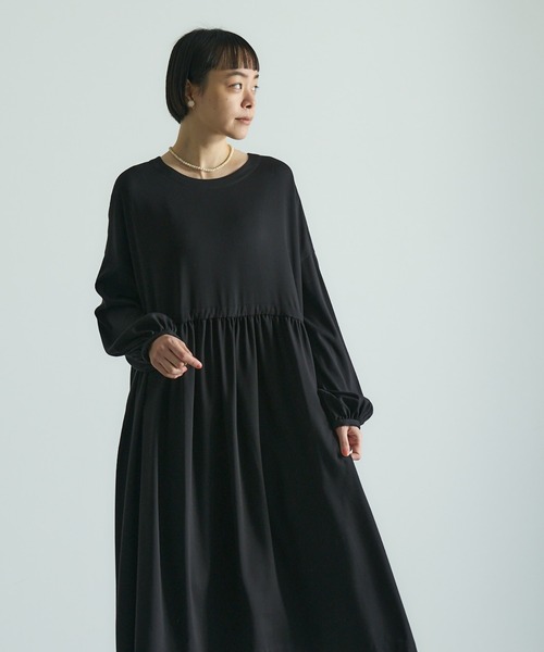 PUAL CE CIN（ピュアルセシン）の「【Du noir】ウエスト切替ワンピース（ワンピース・レディース・グレー/ブラック/ネイビー・FREE）」の2枚目の写真