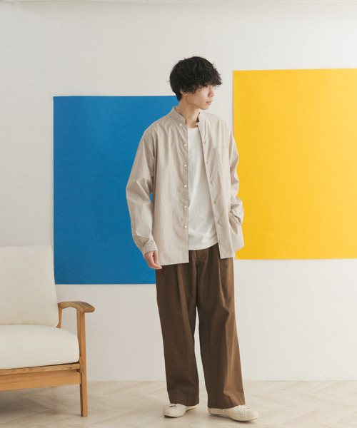 FORK&SPOON（フォークアンドスプーン）の「FORK&SPOON　スタンドカラーシャツ（シャツ/ブラウス・メンズ・ベージュ/ネイビー・4/5）」の4枚目の写真