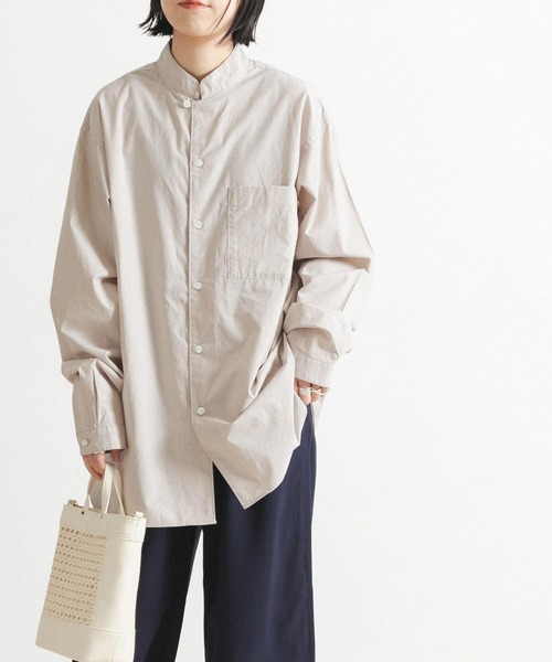 FORK&SPOON（フォークアンドスプーン）の「FORK&SPOON　スタンドカラーシャツ（シャツ/ブラウス・メンズ・ベージュ/ネイビー・4/5）」の6枚目の写真