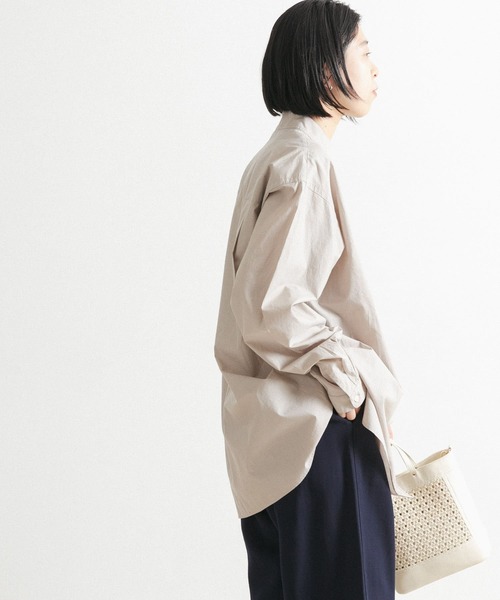 FORK&SPOON（フォークアンドスプーン）の「FORK&SPOON　スタンドカラーシャツ（シャツ/ブラウス・メンズ・ベージュ/ネイビー・4/5）」の7枚目の写真