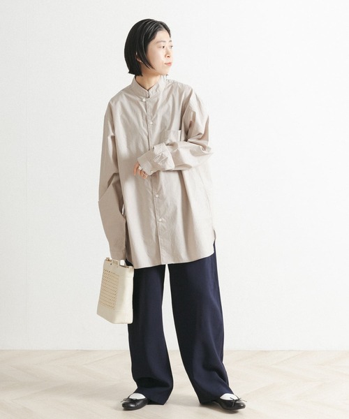 FORK&SPOON（フォークアンドスプーン）の「FORK&SPOON　スタンドカラーシャツ（シャツ/ブラウス・メンズ・ベージュ/ネイビー・4/5）」の11枚目の写真