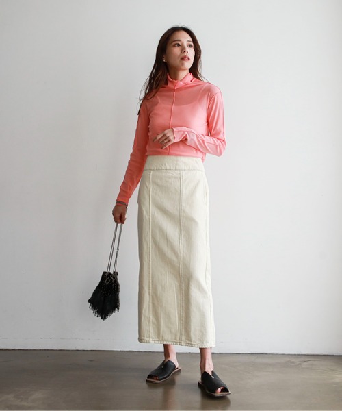 feepur（フェピュール）の「デニムカマーバンドタイトスカート（デニムスカート・レディース・ブラック/アイボリー/シルバーグレー・SMALL/MEDIUM）」の17枚目の写真