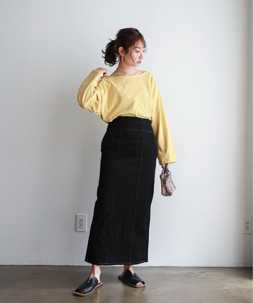 feepur（フェピュール）の「デニムカマーバンドタイトスカート（デニムスカート・レディース・ブラック/アイボリー/シルバーグレー・SMALL/MEDIUM）」の11枚目の写真