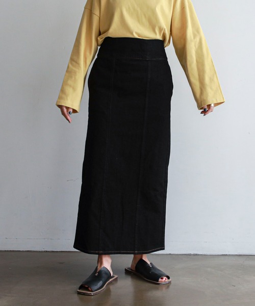 feepur（フェピュール）の「デニムカマーバンドタイトスカート（デニムスカート・レディース・ブラック/アイボリー/シルバーグレー・SMALL/MEDIUM）」の7枚目の写真