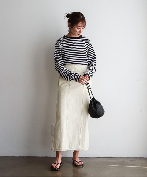 feepur（フェピュール）の「デニムカマーバンドタイトスカート（デニムスカート・レディース・ブラック/アイボリー/シルバーグレー・SMALL/MEDIUM）」の18枚目の写真