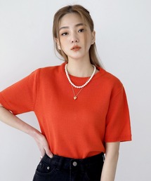 UNE MANSION | ビビッドラウンドネック半袖ニット(ニット/セーター)