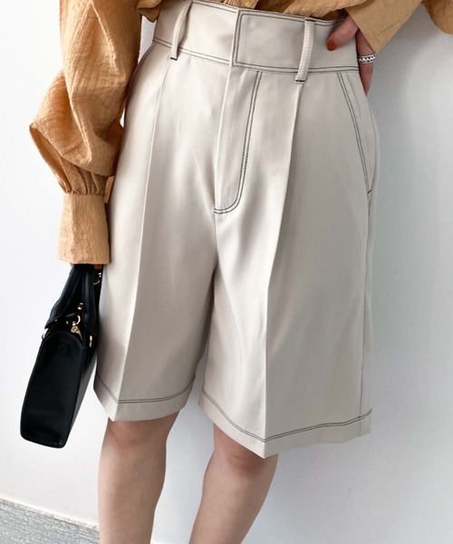 archives（アルシーヴ）の「配色ステッチハーフパンツ（その他パンツ・レディース・ネイビー/アイボリー/モカ・MEDIUM）」の2枚目の写真