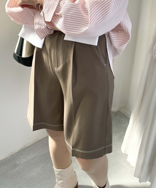 archives（アルシーヴ）の「配色ステッチハーフパンツ（その他パンツ・レディース・ネイビー/アイボリー/モカ・MEDIUM）」の5枚目の写真