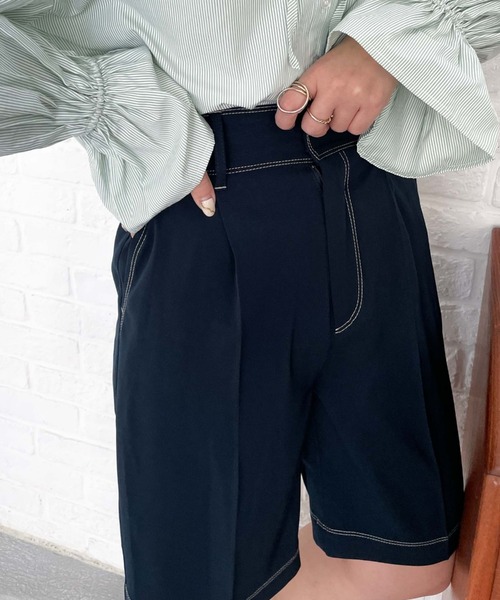 archives（アルシーヴ）の「配色ステッチハーフパンツ（その他パンツ・レディース・ネイビー/アイボリー/モカ・MEDIUM）」の15枚目の写真