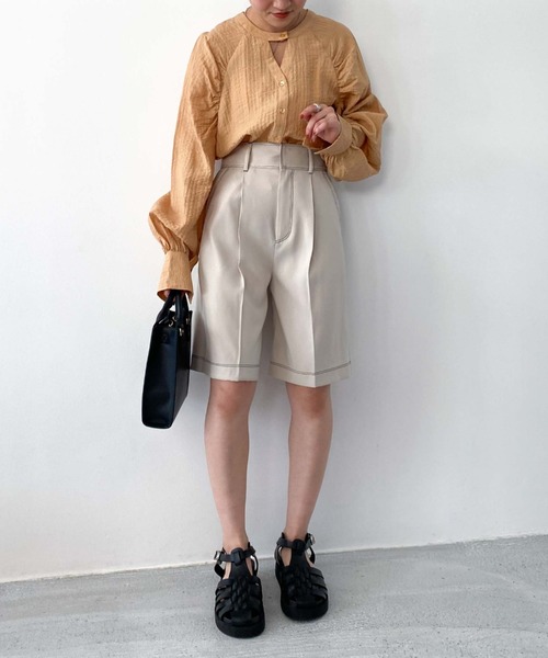 archives（アルシーヴ）の「配色ステッチハーフパンツ（その他パンツ・レディース・ネイビー/アイボリー/モカ・MEDIUM）」の12枚目の写真