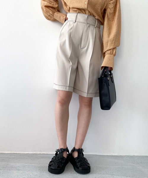 archives（アルシーヴ）の「配色ステッチハーフパンツ（その他パンツ・レディース・ネイビー/アイボリー/モカ・MEDIUM）」の7枚目の写真