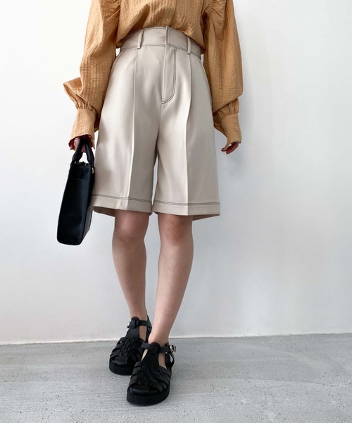 archives（アルシーヴ）の「配色ステッチハーフパンツ（その他パンツ・レディース・ネイビー/アイボリー/モカ・MEDIUM）」の9枚目の写真