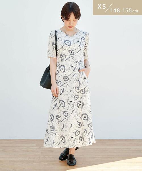 Web限定 Xs H148 155 フラワー プリント Green Relaxing グリーンレーベルリラクシング のファッション 花柄 ワンピース 花柄 を購入できます Green 5分袖 ワンピース ワンピース ドレス ワンピース Label 1年間保証付