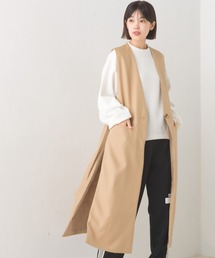 OMNES | ノーカラーオープンサイドロングジレ(ベスト)