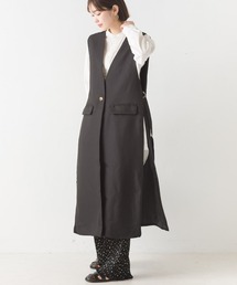 OMNES | ノーカラーオープンサイドロングジレ(ベスト)