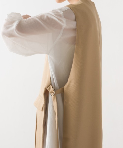 OMNES（オムネス）の「ノーカラーオープンサイドロングジレ（ベスト・レディース・ブラック/ベージュ/ライトカーキ・FREE）」の5枚目の写真