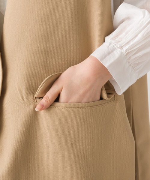 OMNES（オムネス）の「ノーカラーオープンサイドロングジレ（ベスト・レディース・ブラック/ベージュ/ライトカーキ・FREE）」の7枚目の写真