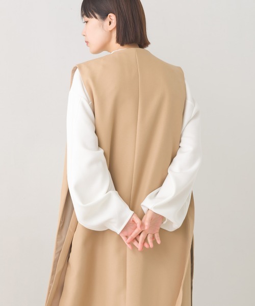 OMNES（オムネス）の「ノーカラーオープンサイドロングジレ（ベスト・レディース・ブラック/ベージュ/ライトカーキ・FREE）」の21枚目の写真