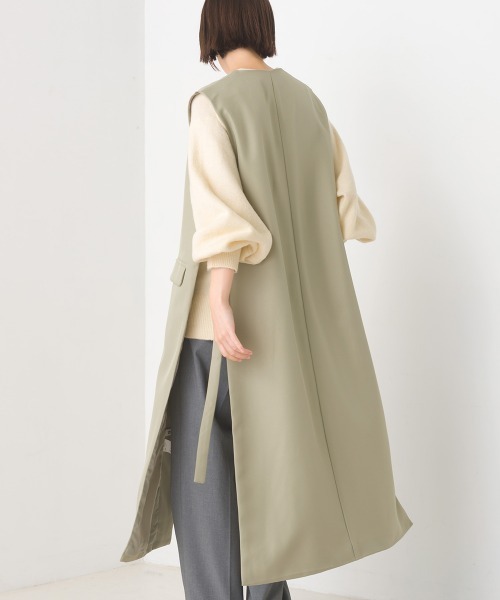 OMNES（オムネス）の「ノーカラーオープンサイドロングジレ（ベスト・レディース・ブラック/ベージュ/ライトカーキ・FREE）」の14枚目の写真