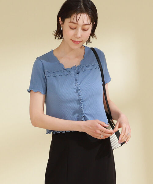 Ray BEAMS（レイビームス）の「Ray BEAMS / テレコメロー コンパクト カーディガン（カーディガン/ボレロ・レディース・ブルー/オレンジ/ブラック・ONE SIZE）」の22枚目の写真