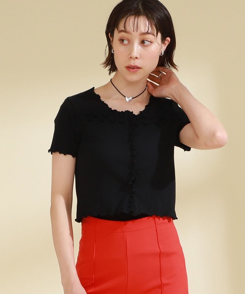 Ray BEAMS（レイビームス）の「Ray BEAMS / テレコメロー コンパクト カーディガン（カーディガン/ボレロ・レディース・ブルー/オレンジ/ブラック・ONE SIZE）」の4枚目の写真