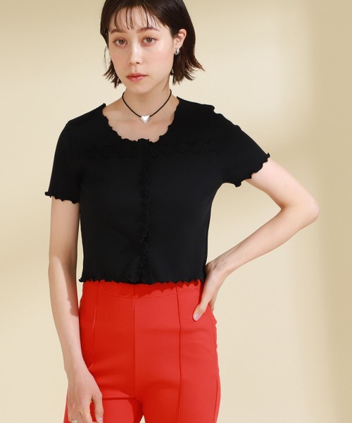 Ray BEAMS（レイビームス）の「Ray BEAMS / テレコメロー コンパクト カーディガン（カーディガン/ボレロ・レディース・ブルー/オレンジ/ブラック・ONE SIZE）」の6枚目の写真