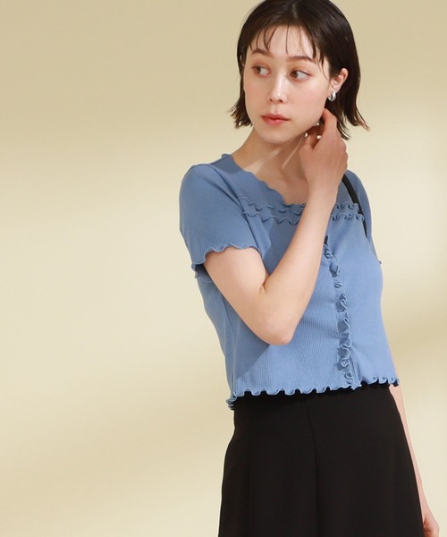 Ray BEAMS（レイビームス）の「Ray BEAMS / テレコメロー コンパクト カーディガン（カーディガン/ボレロ・レディース・ブルー/オレンジ/ブラック・ONE SIZE）」の9枚目の写真