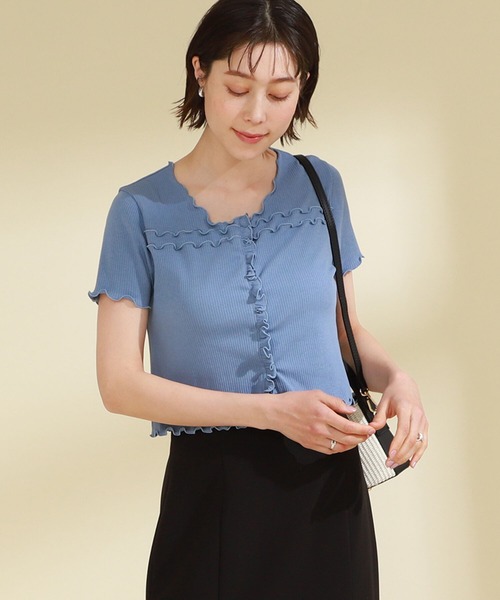 Ray BEAMS（レイビームス）の「Ray BEAMS / テレコメロー コンパクト カーディガン（カーディガン/ボレロ・レディース・ブルー/オレンジ/ブラック・ONE SIZE）」の10枚目の写真