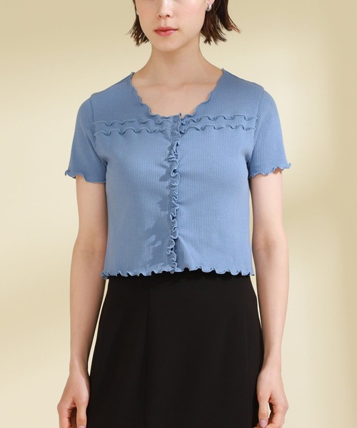 Ray BEAMS（レイビームス）の「Ray BEAMS / テレコメロー コンパクト カーディガン（カーディガン/ボレロ・レディース・ブルー/オレンジ/ブラック・ONE SIZE）」の15枚目の写真