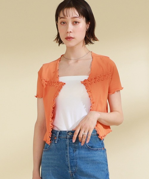 Ray BEAMS（レイビームス）の「Ray BEAMS / テレコメロー コンパクト カーディガン（カーディガン/ボレロ・レディース・ブルー/オレンジ/ブラック・ONE SIZE）」の12枚目の写真