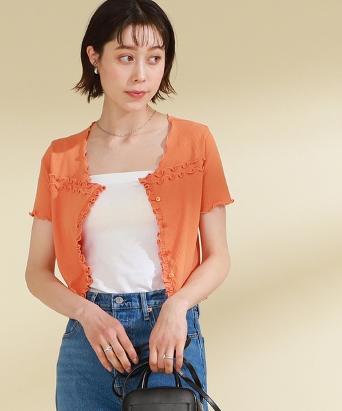 Ray BEAMS（レイビームス）の「Ray BEAMS / テレコメロー コンパクト カーディガン（カーディガン/ボレロ・レディース・ブルー/オレンジ/ブラック・ONE SIZE）」の13枚目の写真