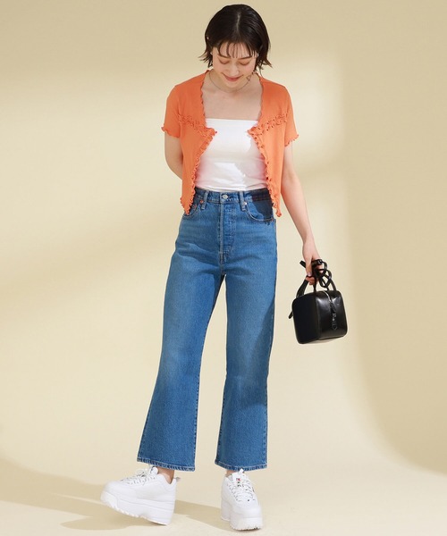 Ray BEAMS（レイビームス）の「Ray BEAMS / テレコメロー コンパクト カーディガン（カーディガン/ボレロ・レディース・ブルー/オレンジ/ブラック・ONE SIZE）」の14枚目の写真