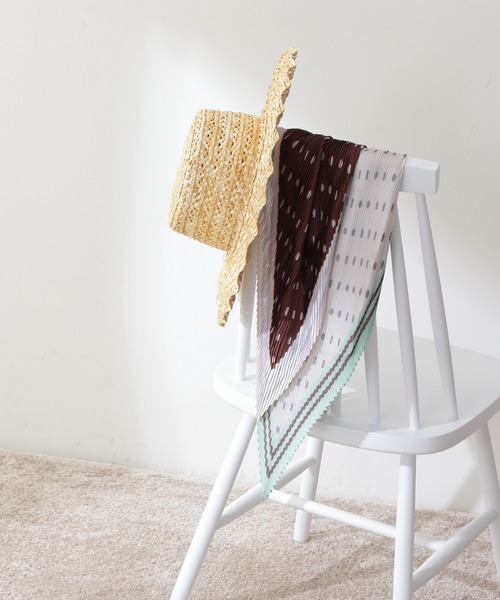 N.（N. Natural Beauty Basic）（エヌエヌナチュラルビューティーベーシック）の「ドット柄プリーツスカーフ（ストール/ショール・レディース・ホワイト系その他/ブラウン系その他・ﾌﾘ-）」の8枚目の写真