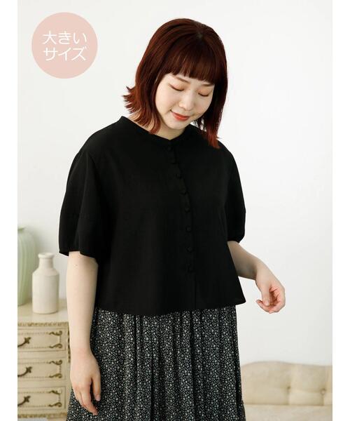 SLURR(スラ―)の「【大きいサイズ】バンドカラーショート丈ブラウス(シャツ/ブラウス・レディース・ブラック/ベージュ/モカ・L)」の15枚目の写真