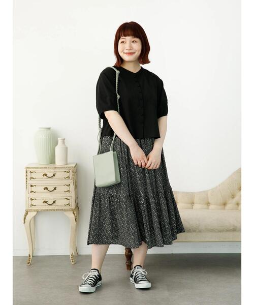 SLURR(スラ―)の「【大きいサイズ】バンドカラーショート丈ブラウス(シャツ/ブラウス・レディース・ブラック/ベージュ/モカ・L)」の19枚目の写真