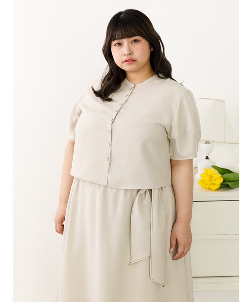 SLURR(スラ―)の「【大きいサイズ】バンドカラーショート丈ブラウス(シャツ/ブラウス・レディース・ブラック/ベージュ/モカ・L)」の10枚目の写真