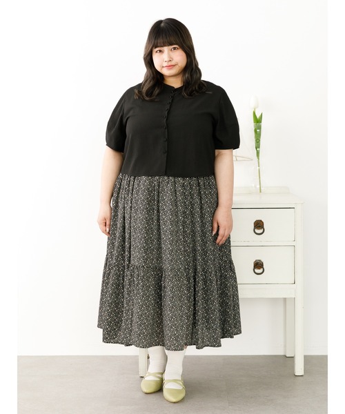 SLURR(スラ―)の「【大きいサイズ】バンドカラーショート丈ブラウス(シャツ/ブラウス・レディース・ブラック/ベージュ/モカ・L)」の5枚目の写真