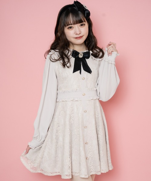 Rojita ロジータ のワンピース ビジュブローチ付き総レースワンピース を購入できます Rojita ワンピース ビジュブローチ付き総レースワンピース ワンピース Rojita ロジータ のファッション 当店特別価格