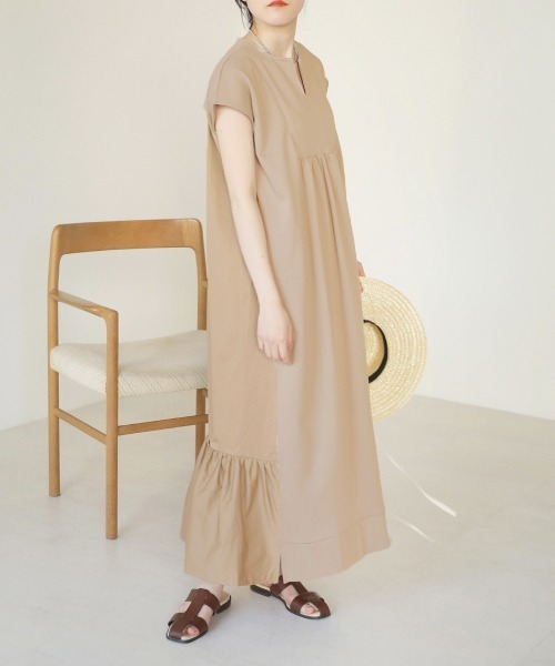 Bab（バブ）の「【Mサイズ・TLサイズ　選べる２サイズ】バックシャンティアードワンピース（ワンピース・レディース・カーキ/ライトグレー/ピンクベージュ/ブラック・TL/M）」の18枚目の写真