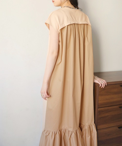 Bab（バブ）の「【Mサイズ・TLサイズ　選べる２サイズ】バックシャンティアードワンピース（ワンピース・レディース・カーキ/ライトグレー/ピンクベージュ/ブラック・TL/M）」の14枚目の写真