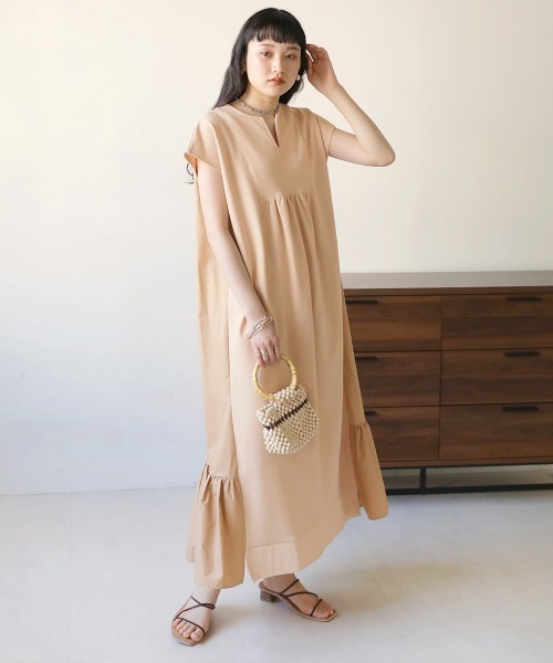 Bab（バブ）の「【Mサイズ・TLサイズ　選べる２サイズ】バックシャンティアードワンピース（ワンピース・レディース・カーキ/ライトグレー/ピンクベージュ/ブラック・TL/M）」の21枚目の写真