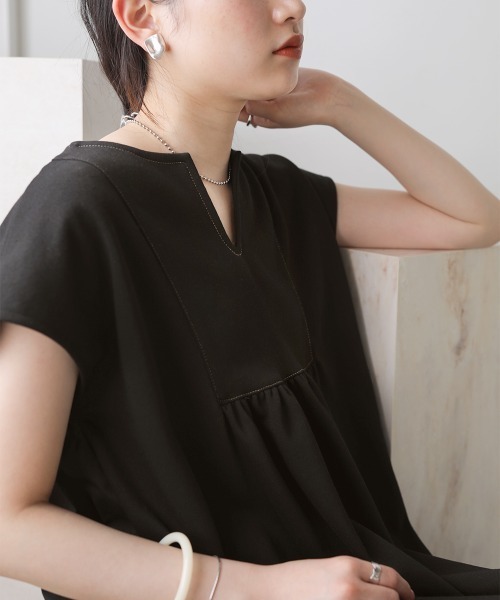 Bab（バブ）の「【Mサイズ・TLサイズ　選べる２サイズ】バックシャンティアードワンピース（ワンピース・レディース・カーキ/ライトグレー/ピンクベージュ/ブラック・TL/M）」の15枚目の写真