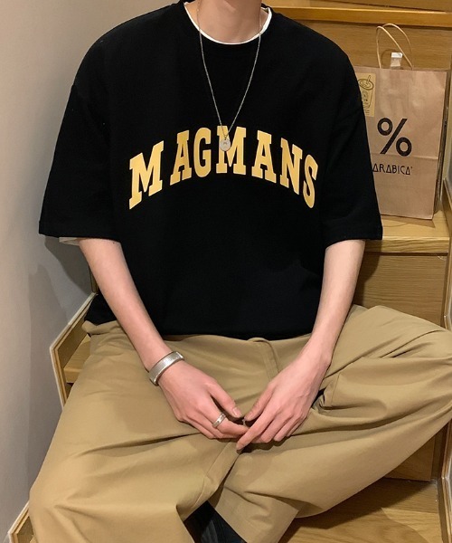 MGV（エムジーヴィー）の「"MAGMANS"カレッジロゴTシャツ（Tシャツ/カットソー・メンズ・ホワイト/ブラック/ネイビー/グリーン・MEDIUM/LARGE/X-LARGE）」の3枚目の写真