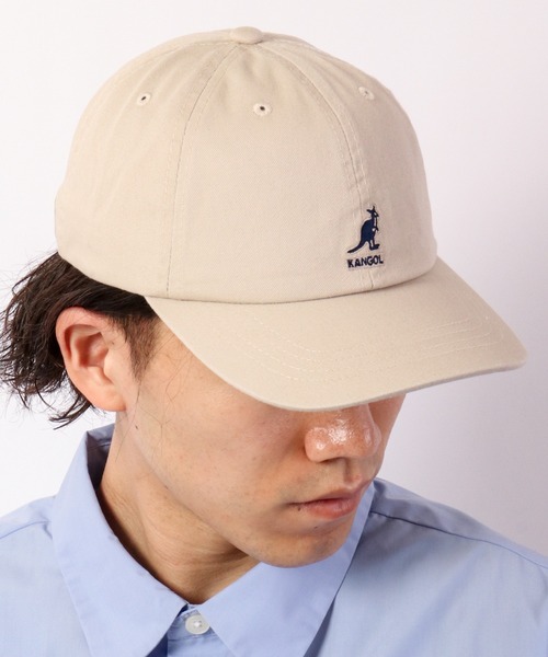 KANGOL（カンゴール）の「KANGOL ウォッシュド ベースボールキャップ（キャップ・メンズ・ブラック/ベージュ/ネイビー/グリーン/グリーン系その他/ホワイト×ネイビー・FREE）」の3枚目の写真