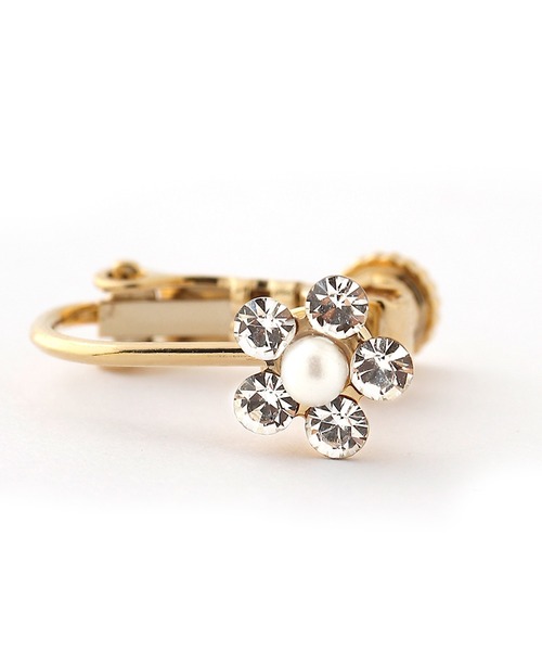 ANEMONE（アネモネ）の「ビジューフラワーイヤリング[B]（イヤリング・レディース・ホワイト/ゴールド/クリア・FREE）」の7枚目の写真