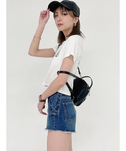 GYDA（ジェイダ）の「BYOBタイトショートTシャツ（Tシャツ/カットソー・レディース・オフホワイト/ブラック/グリーン・FREE）」の4枚目の写真