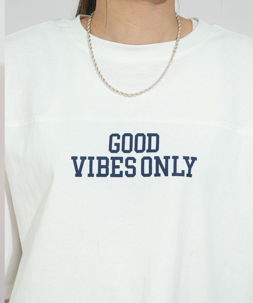 bohmal（ボマール）の「フットボールプリントロゴTシャツ（Tシャツ/カットソー・レディース・オフホワイト/ブラック・FREE）」の13枚目の写真
